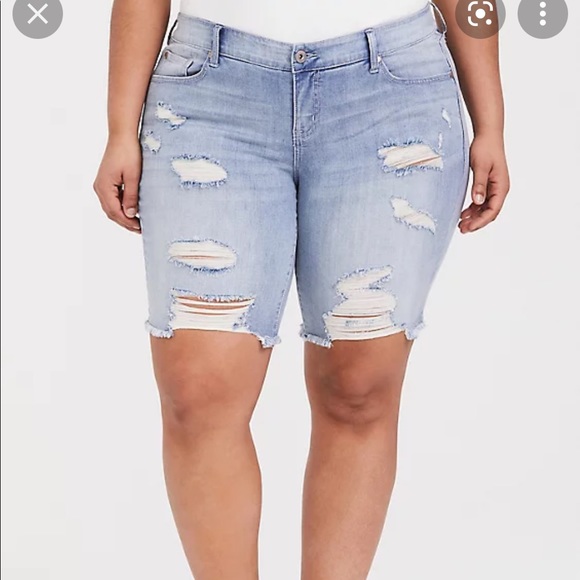 torrid Denim - Torrid distressed light wash shorts